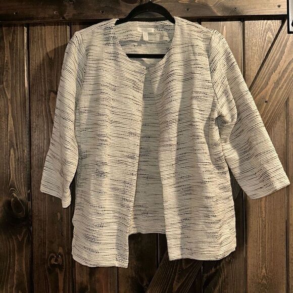 Eileen Fisher Natural Handloomed Cotton Furrows Textured Jacket - Picture 1 of 6
